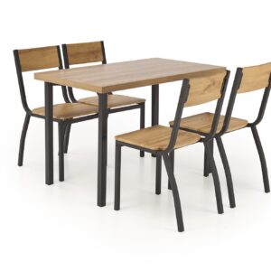 MILVER-sarja komplekti, pöytä + 4 tuolia, väri: luonnollinen / musta