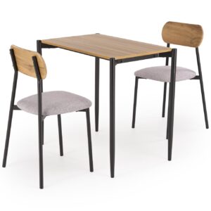NARDIN-sarja, pöytä + 2 tuolia, väri: luonnonvärinen / musta
