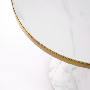 Kahvipöytä TALBER, valkoinen marmori / valkoinen / kultainen