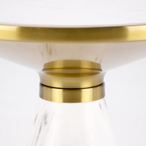 Kahvipöytä TALBER, valkoinen marmori / valkoinen / kultainen