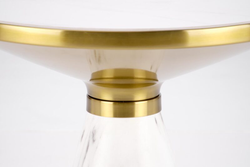 Kahvipöytä TALBER, valkoinen marmori / valkoinen / kultainen