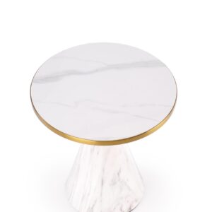 Kahvipöytä TALBER, valkoinen marmori / valkoinen / kultainen