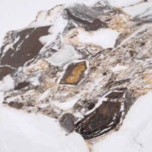 Kahvilapöytä ROSLEN, valkoinen marmori / harmaa marmori / kulta