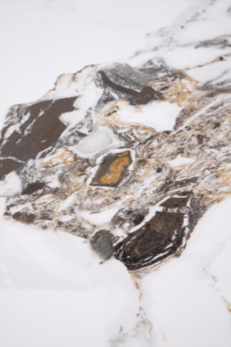 Kahvilapöytä ROSLEN, valkoinen marmori / harmaa marmori / kulta