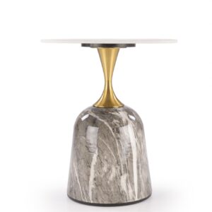 Kahvilapöytä ROSLEN, valkoinen marmori / harmaa marmori / kulta