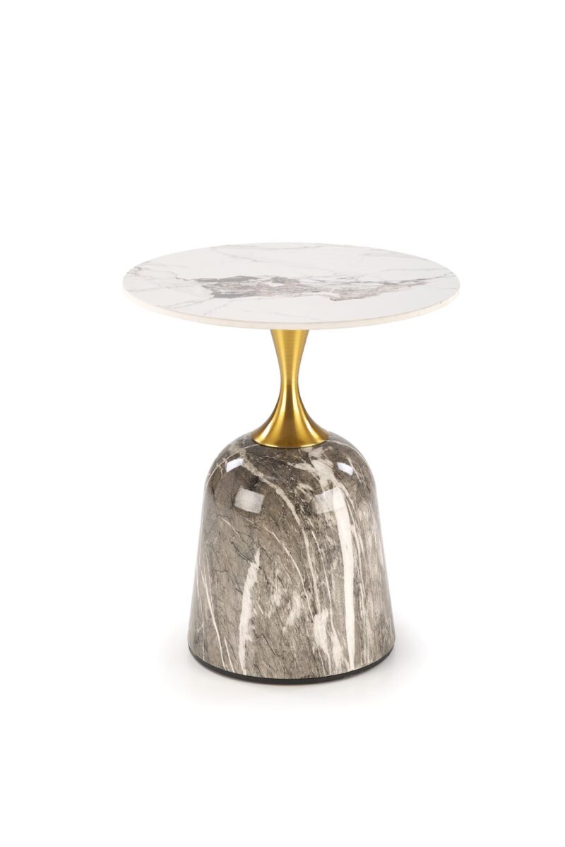 Kahvilapöytä ROSLEN, valkoinen marmori / harmaa marmori / kulta
