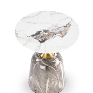 Kahvilapöytä ROSLEN, valkoinen marmori / harmaa marmori / kulta