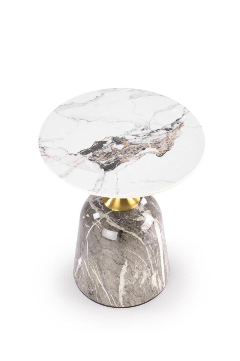 Kahvilapöytä ROSLEN, valkoinen marmori / harmaa marmori / kulta