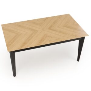 Ruokapöytä EDMIRON, vaaleaa tammea / musta