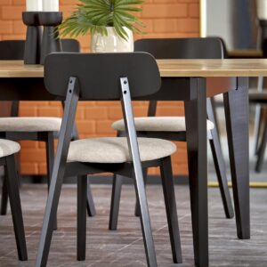 Ruokapöytä EDMIRON, vaaleaa tammea / musta