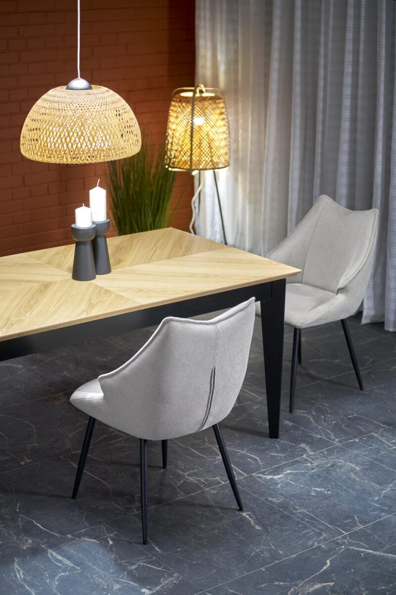 Ruokapöytä EDMIRON, vaaleaa tammea / musta