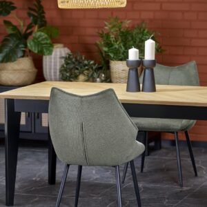 Ruokapöytä EDMIRON, vaaleaa tammea / musta