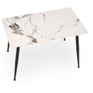 Ruokapöytä EMILIO 120, valkoinen marmori / musta
