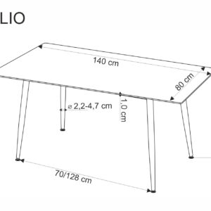 Ruokapöytä EMILIO 120, valkoinen marmori / musta
