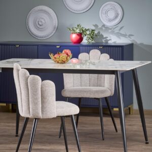 Ruokapöytä EMILIO 120, valkoinen marmori / musta