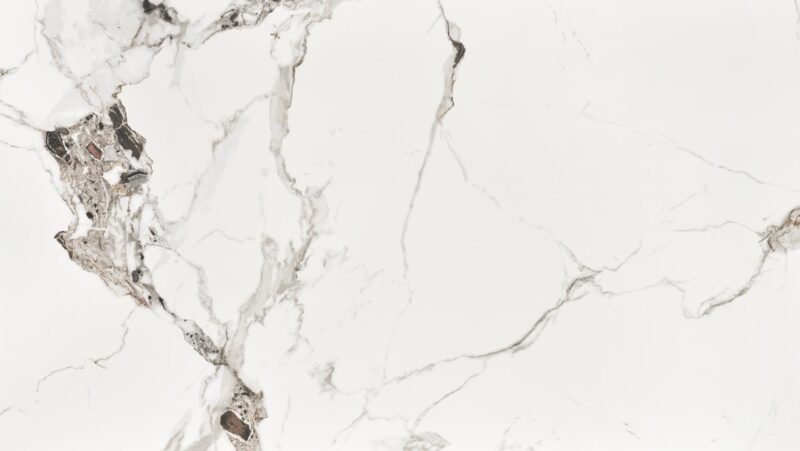 Ruokapöytä EMILIO 120, valkoinen marmori / musta