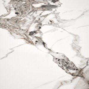 Ruokapöytä EMILIO 120, valkoinen marmori / musta