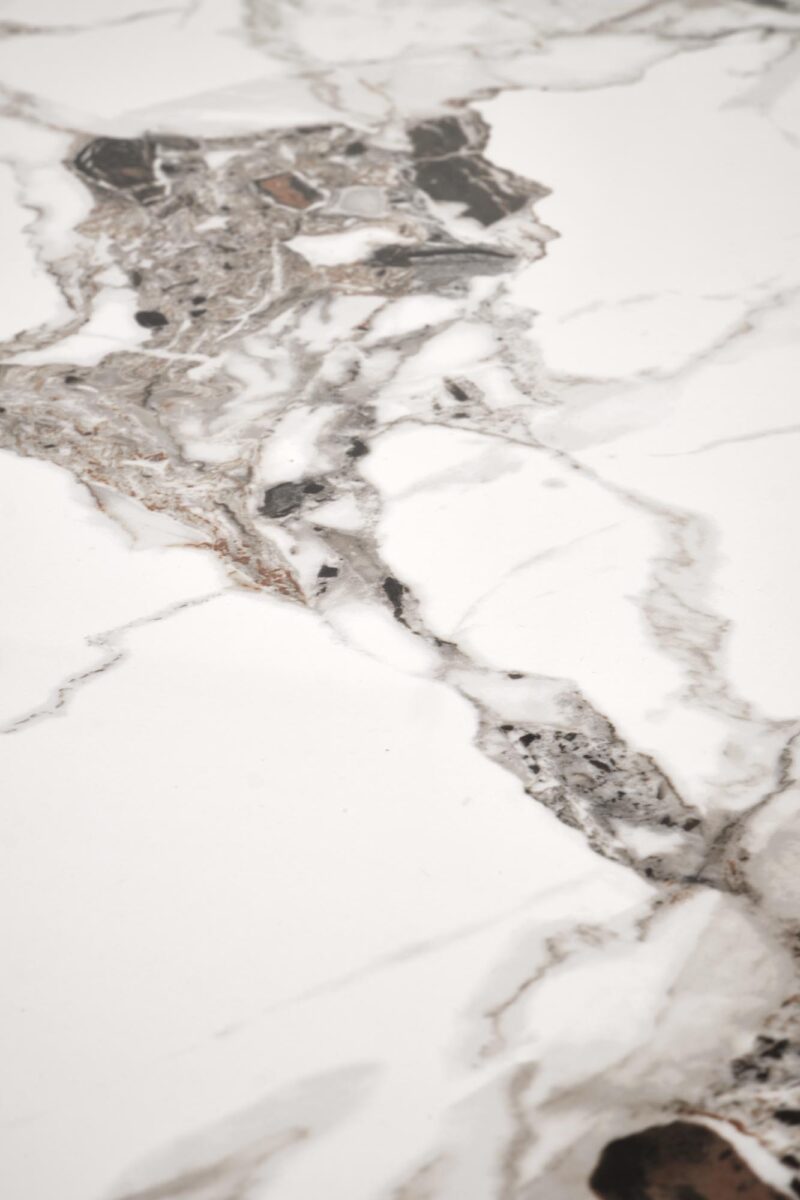 Ruokapöytä EMILIO 120, valkoinen marmori / musta