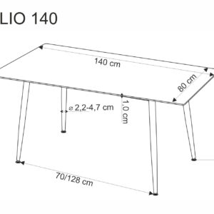 Ruokapöytä EMILIO 140, valkoinen marmi / musta