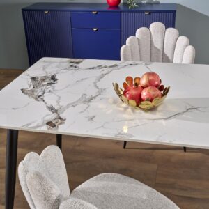 Ruokapöytä EMILIO 140, valkoinen marmi / musta