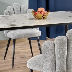 Ruokapöytä EMILIO 140, valkoinen marmi / musta