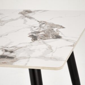 Ruokapöytä EMILIO 140, valkoinen marmi / musta