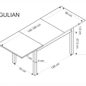 Pidentävä Ruokapöytä GULVAR, wootani tammi / musta
