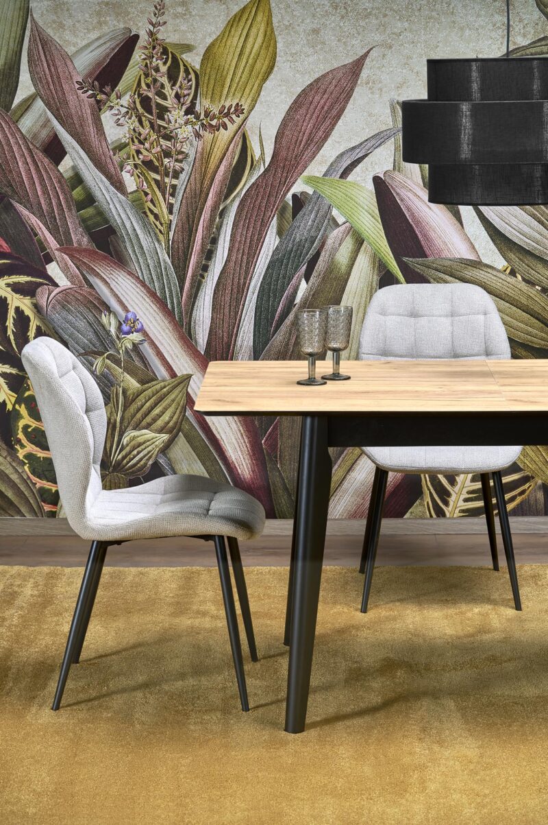 Pidentävä Ruokapöytä GULVAR, wootani tammi / musta