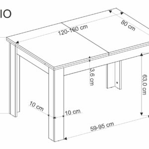 Pidentävä Ruokapöytä BAGRON, artisan tammi / musta