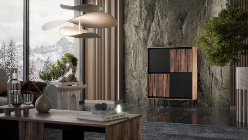 Kummutti VERAALTO, pähkinä / musta