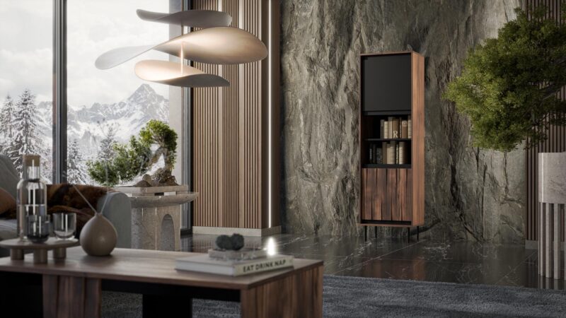 Vitriinikaappi VERAARIA, pähkinä / musta