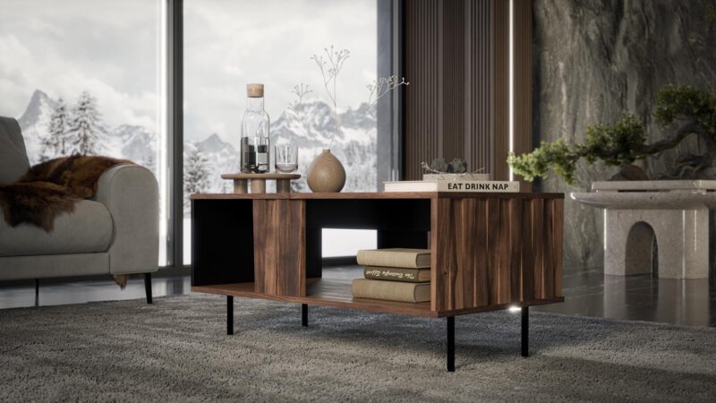 Kahvilapöytä VERAANTE, pähkinä / musta