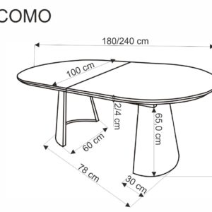 Ruokapöytä GIACOMO, luonnonvärinen / musta