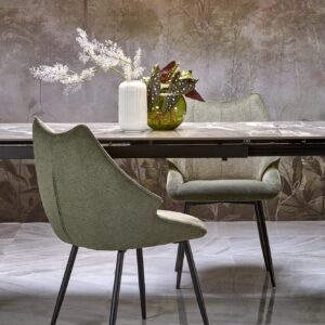 Laajennettava ruokapöytä FELIKS, harmaa marmor / musta