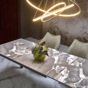 Laajennettava ruokapöytä FELIKS, harmaa marmor / musta