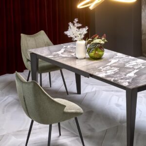 Laajennettava ruokapöytä FELIKS, harmaa marmor / musta