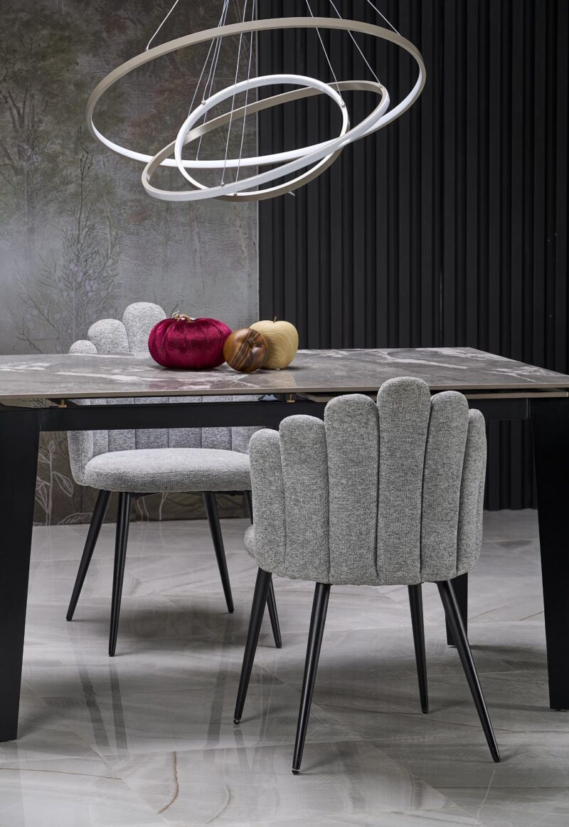 Laajennettava ruokapöytä FELIKS, harmaa marmor / musta