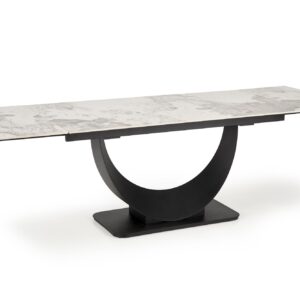 Pidennettävä Ruokapöytä FERNANDO, valkoinen marmi / musta