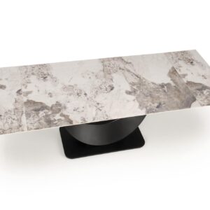 Pidennettävä Ruokapöytä FERNANDO, valkoinen marmi / musta