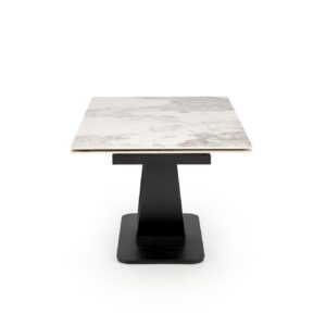 Pidennettävä Ruokapöytä FERNANDO, valkoinen marmi / musta