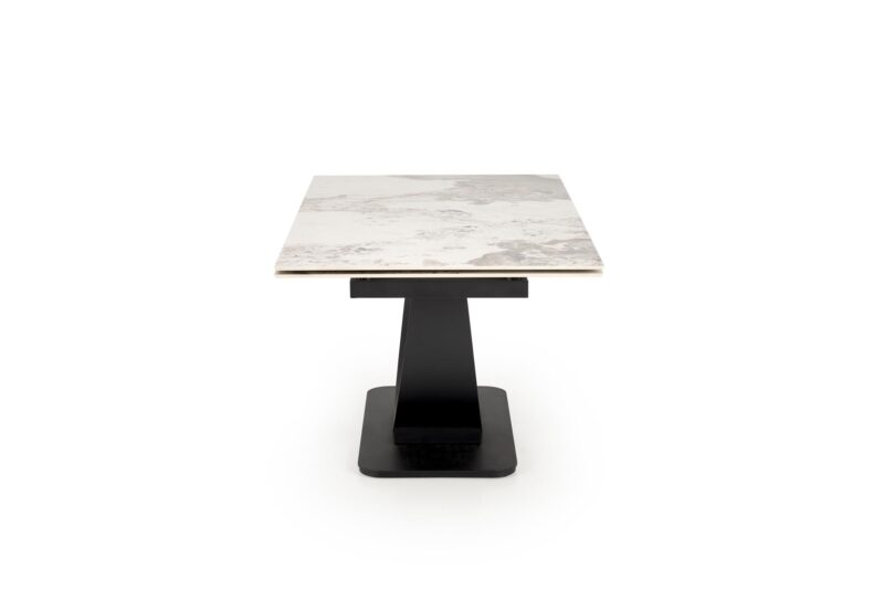 Pidennettävä Ruokapöytä FERNANDO, valkoinen marmi / musta