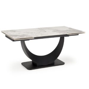 Pidennettävä Ruokapöytä FERNANDO, valkoinen marmi / musta
