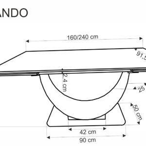 Pidennettävä Ruokapöytä FERNANDO, valkoinen marmi / musta