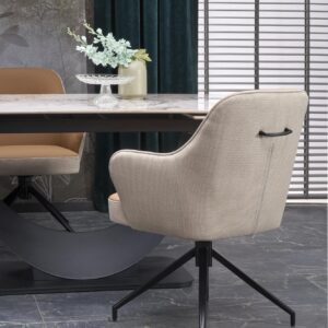 Pidennettävä Ruokapöytä FERNANDO, valkoinen marmi / musta