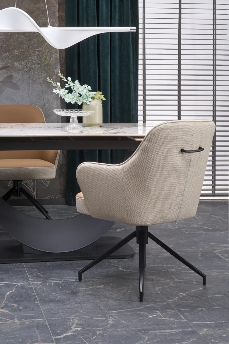 Pidennettävä Ruokapöytä FERNANDO, valkoinen marmi / musta