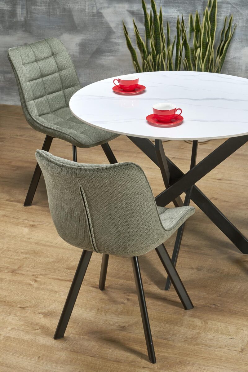 Ruokapöytä EDGAR 2, valkoinen marmori / musta