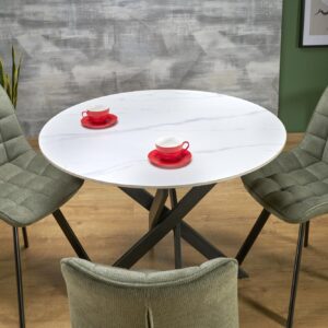 Ruokapöytä EDGAR 2, valkoinen marmori / musta