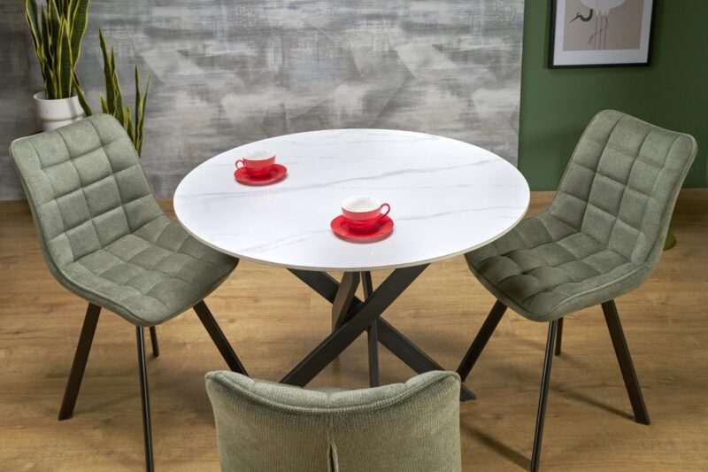 Ruokapöytä EDGAR 2, valkoinen marmori / musta