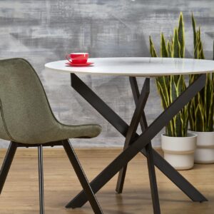 Ruokapöytä EDGAR 2, valkoinen marmori / musta