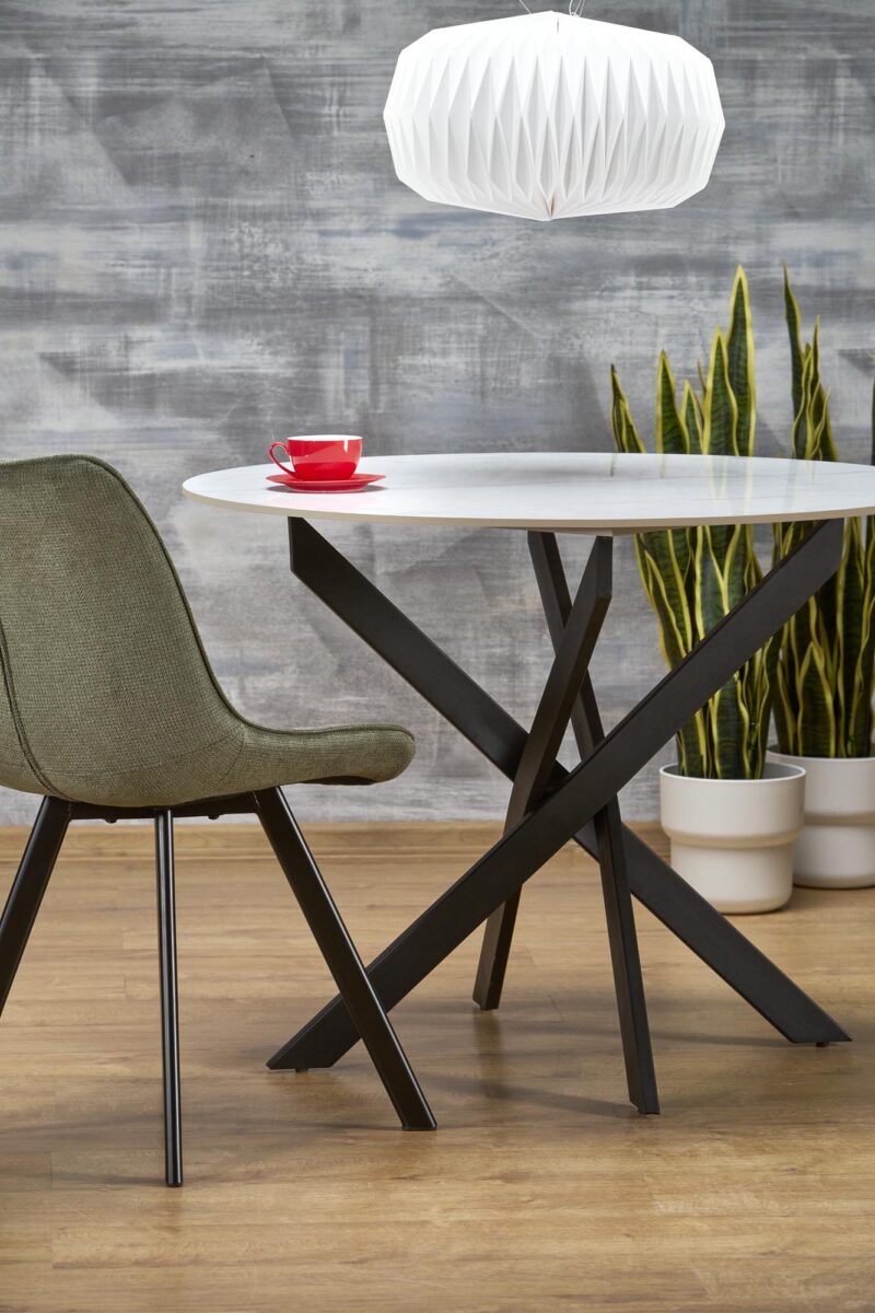 Ruokapöytä EDGAR 2, valkoinen marmori / musta